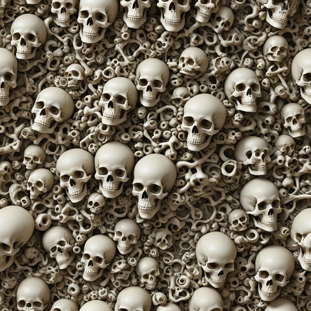 3D Fractal Skull and Bone Spatial Spiral