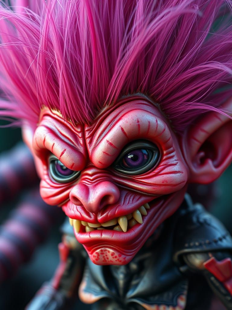 Troll Doll-Xenomorph Hybrid in Macro Photography