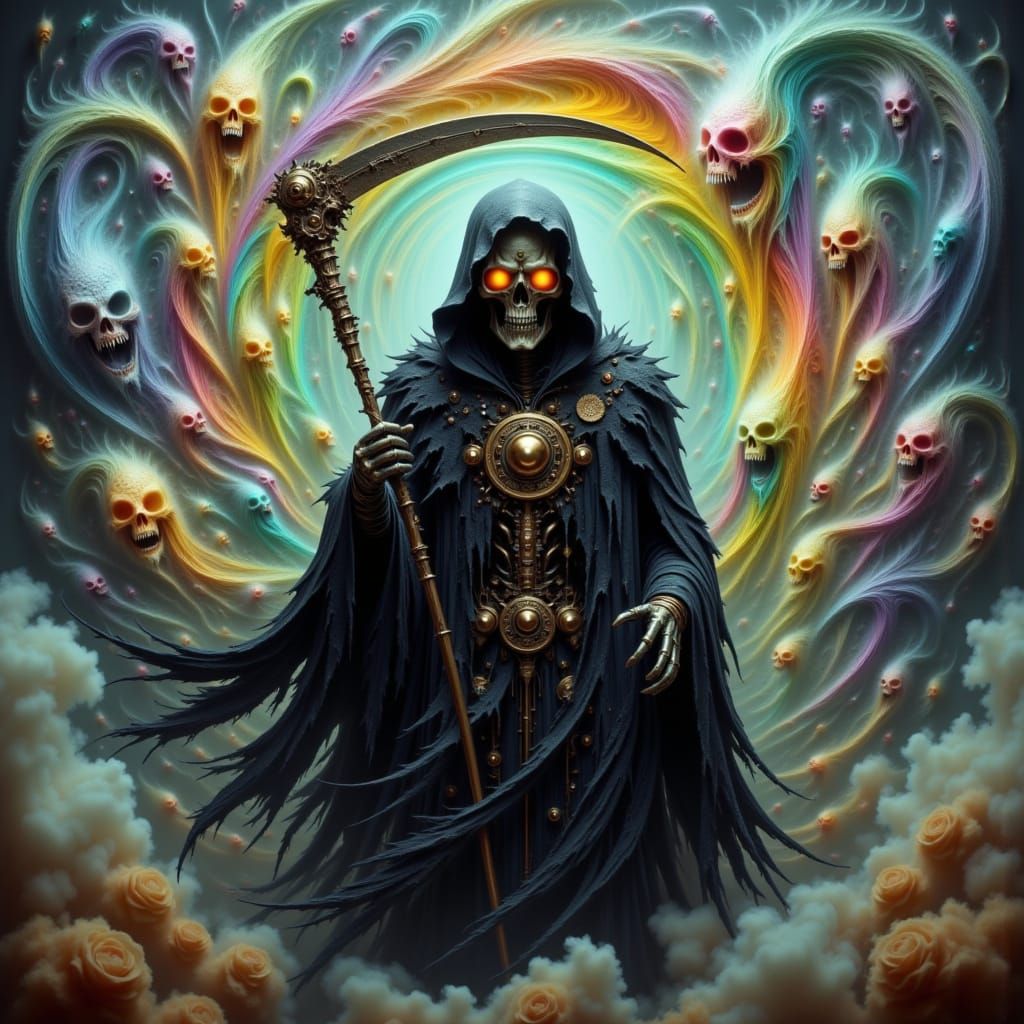 Steampunk Grim Reaper in Ominous Vortex