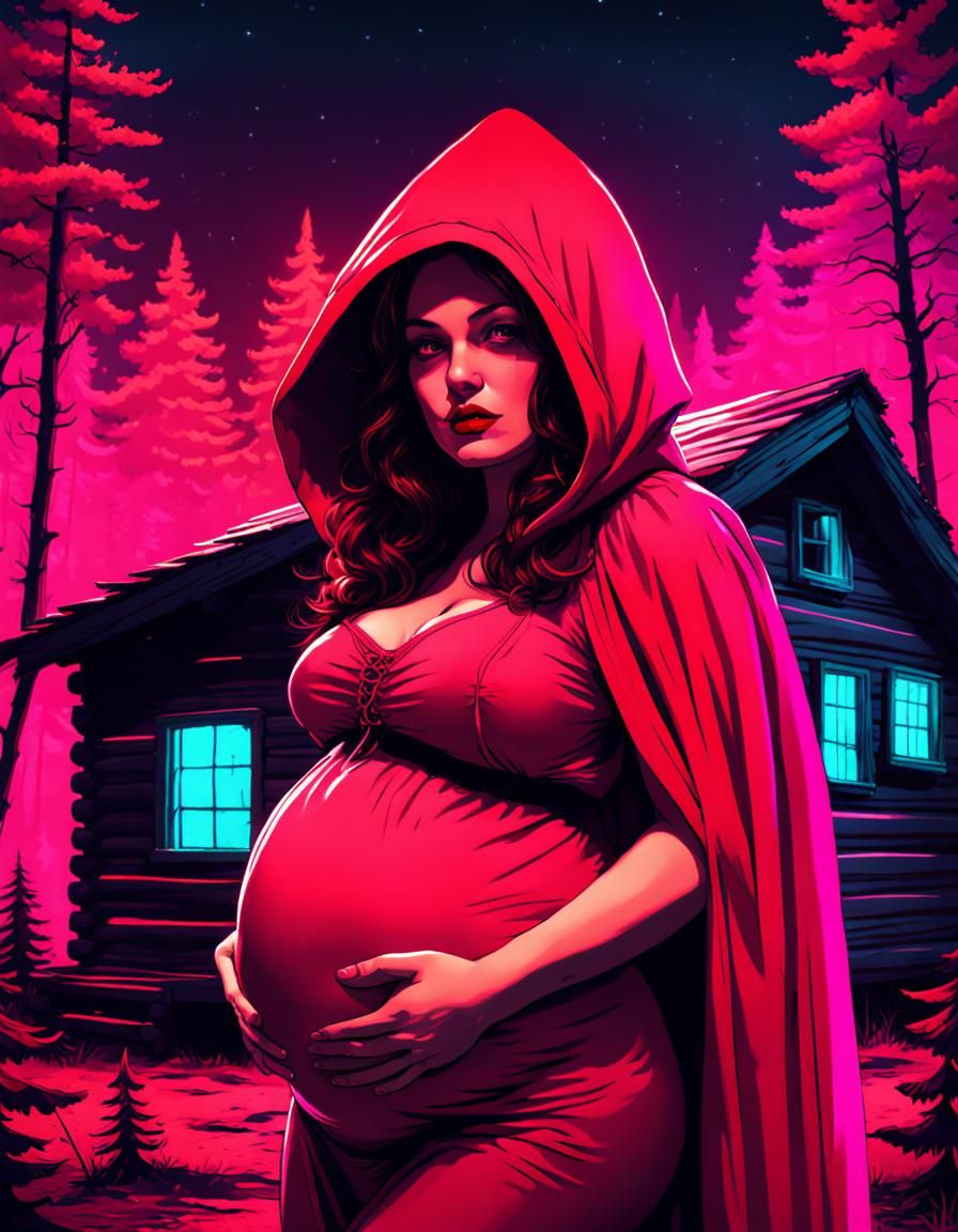 Red Riding Hood in Synthwave Style