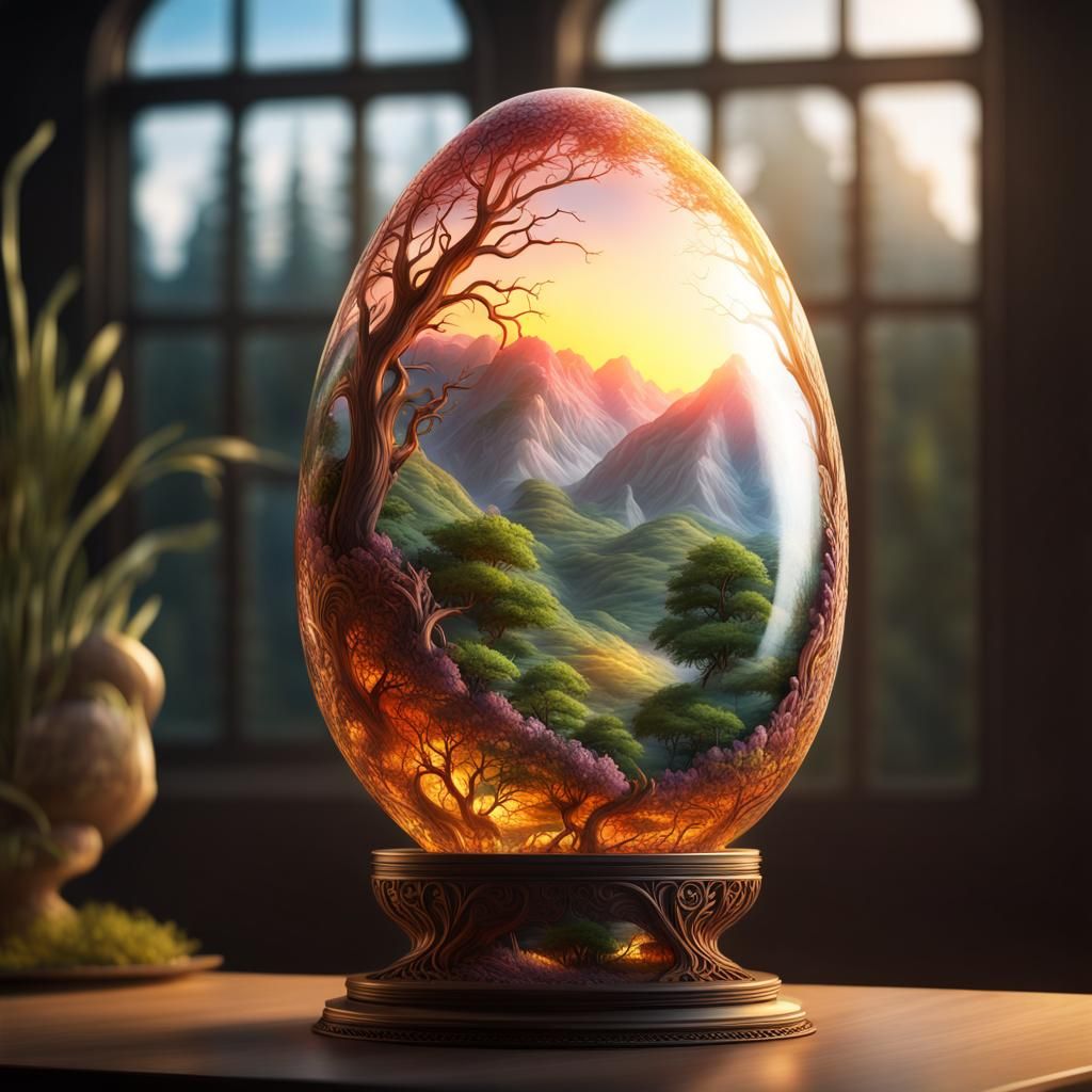 Landscape Inside Glass Egg: CGI Fine Art