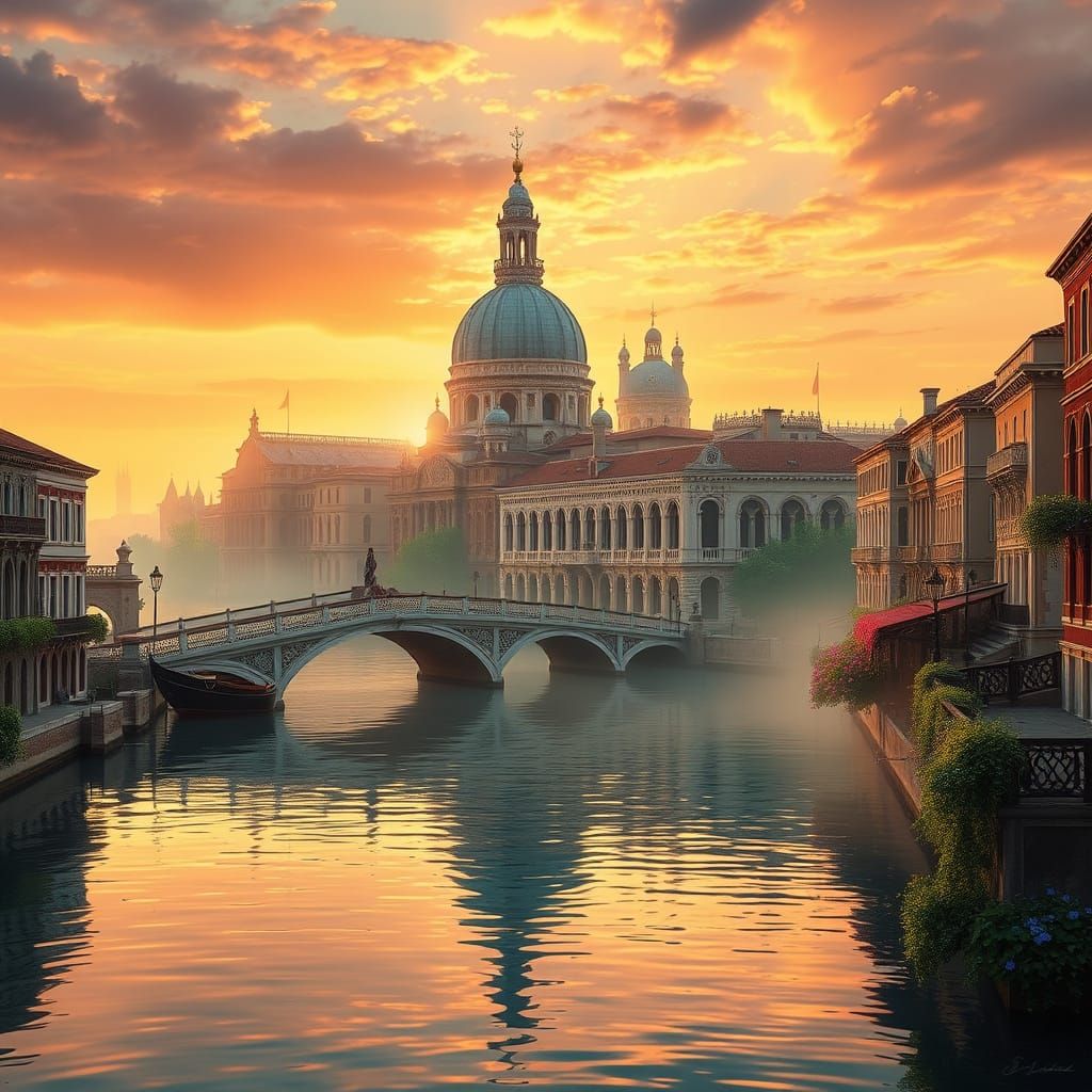 Enchanted Golden Venice at Sunset