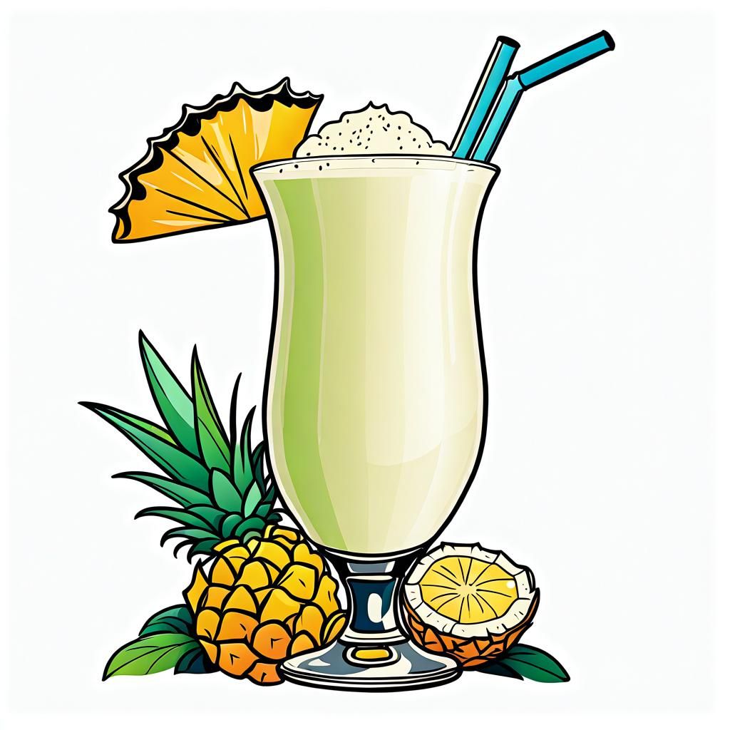 Cartoon Piña Colada Clipart Illustration