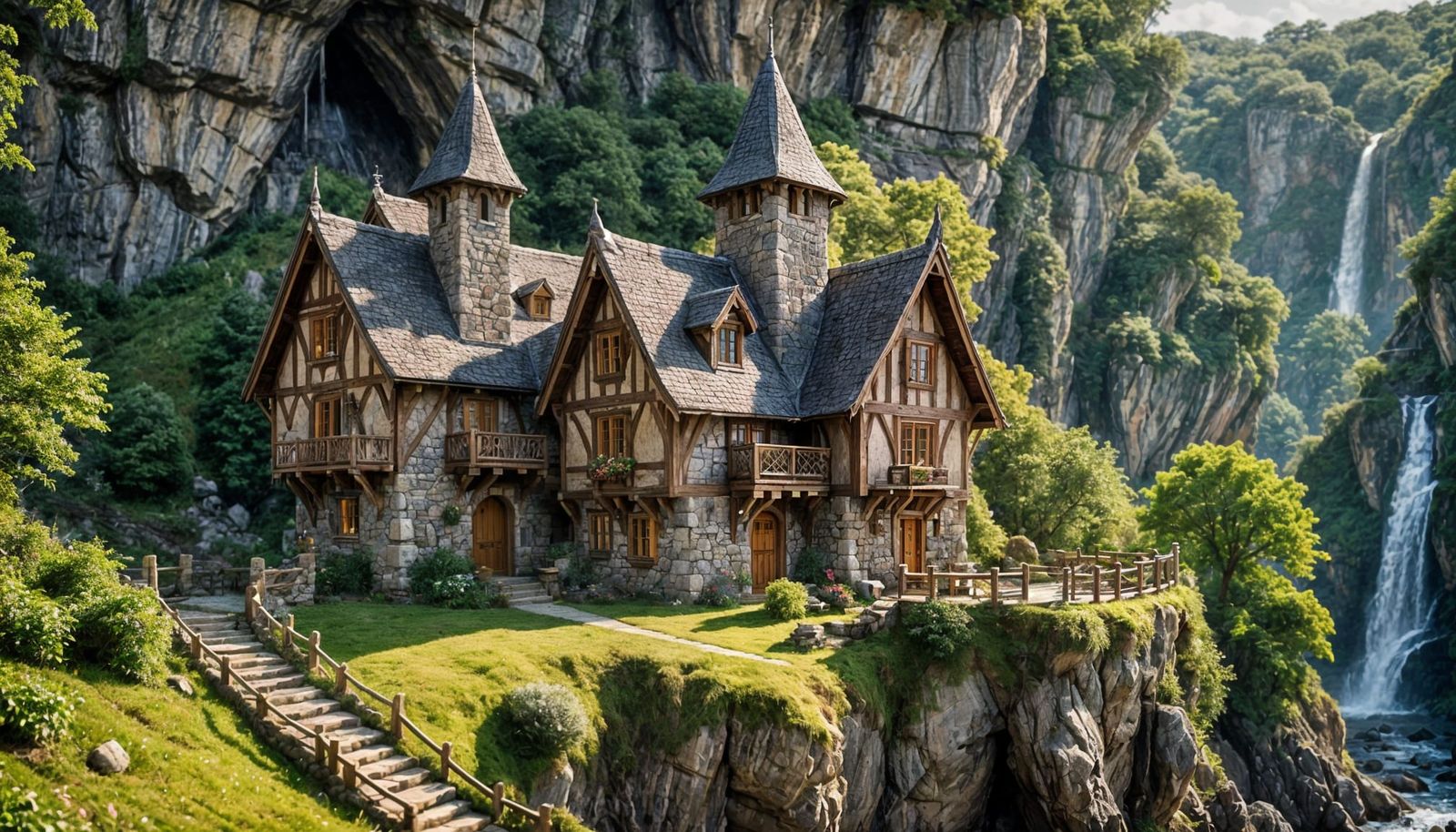 Enchanted Elven Castle Cliffside Cottage