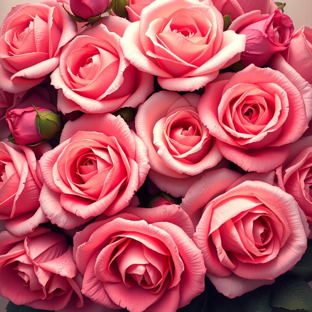 Lush Roses in Full Bloom