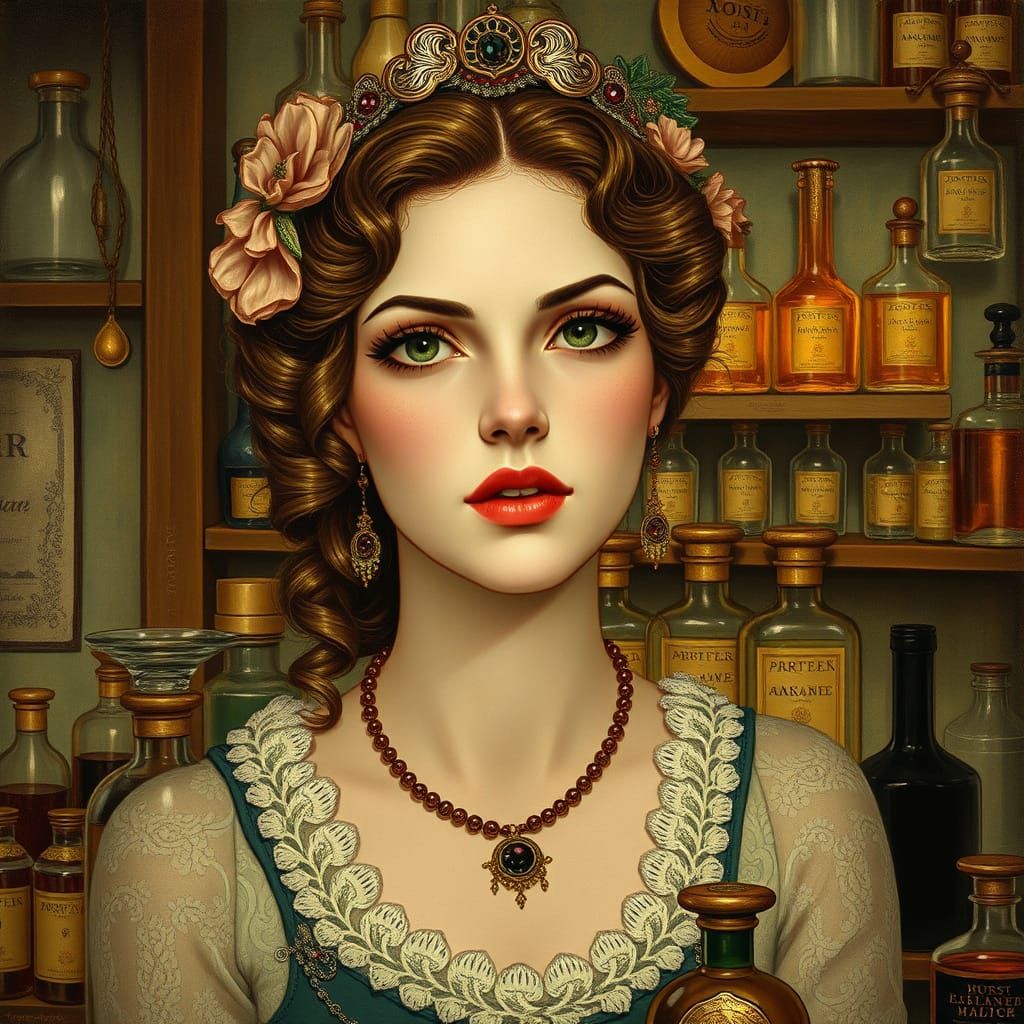 Seductive Smile: Perfume and Allure in Art Nouveau Style