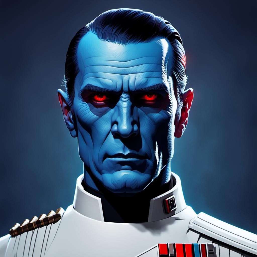 Grand Admiral Thrawn, blue skin, red eyes, Star Wars