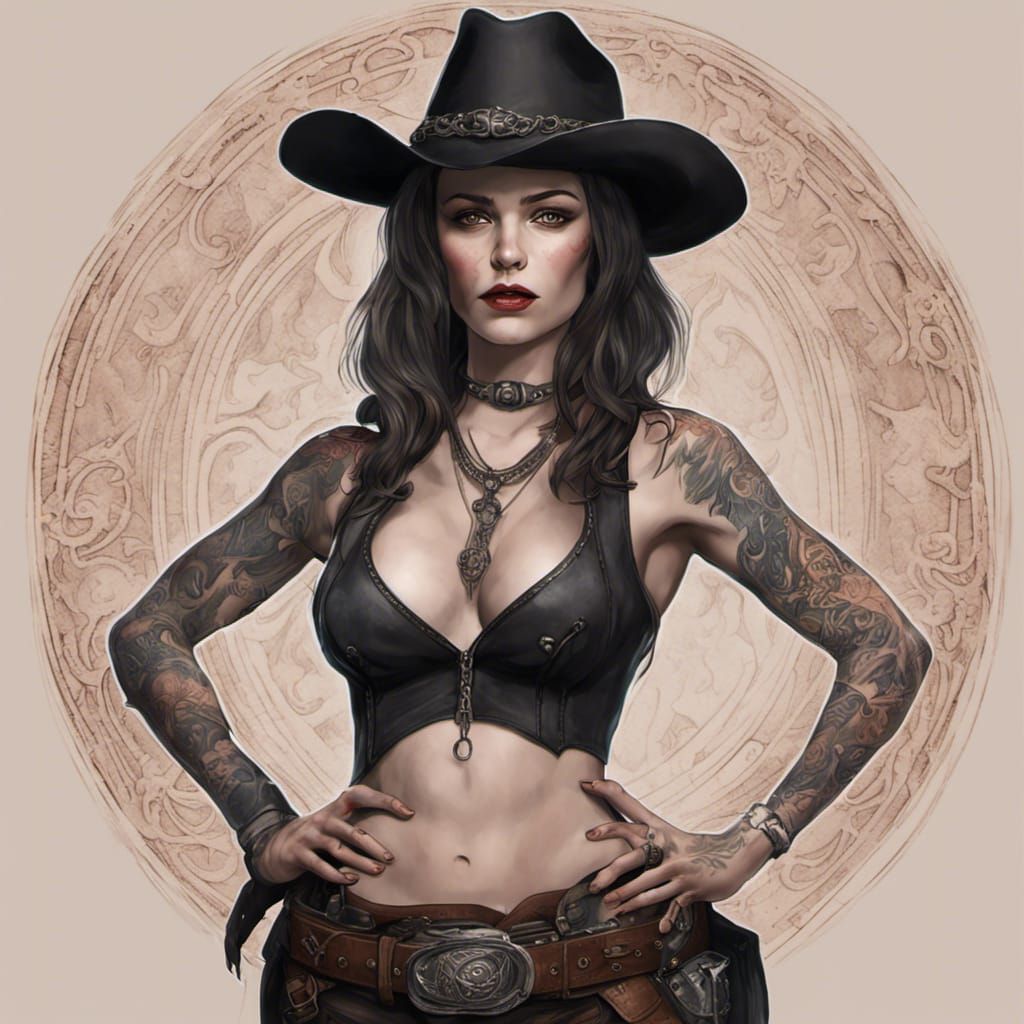 Occult Cowgirl Concept Art in Detailed Matte Painting