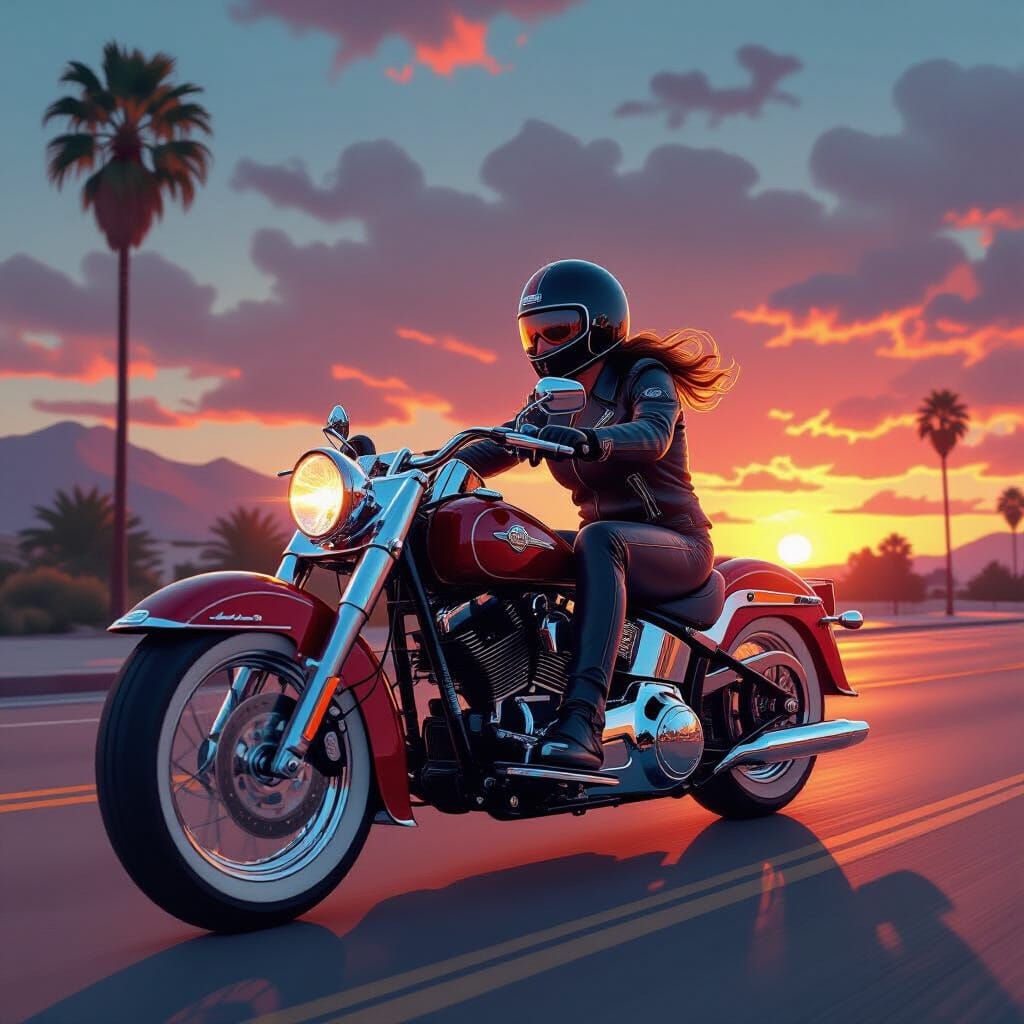 Vintage Harley Davidson on Sunset Boulevard