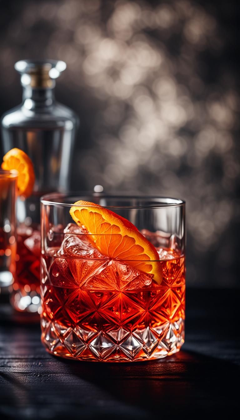 Hyper-Realistic Negroni Cocktail Still Life Photography