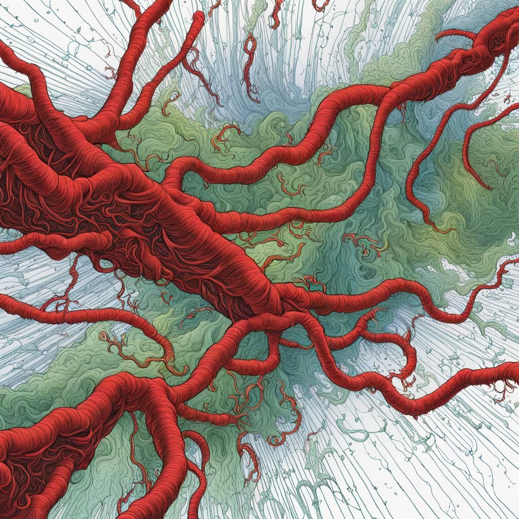 Blue Electricity Tracings with Green Biological Infestation