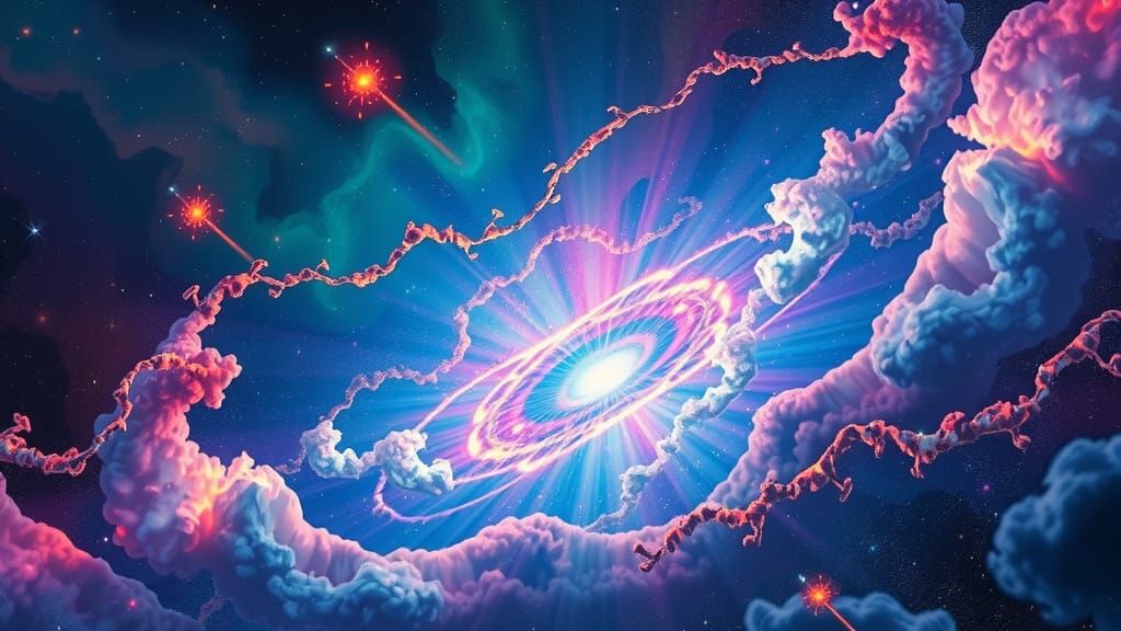 Ethereal Cosmic Explosion in Vibrant Holographic Expanse