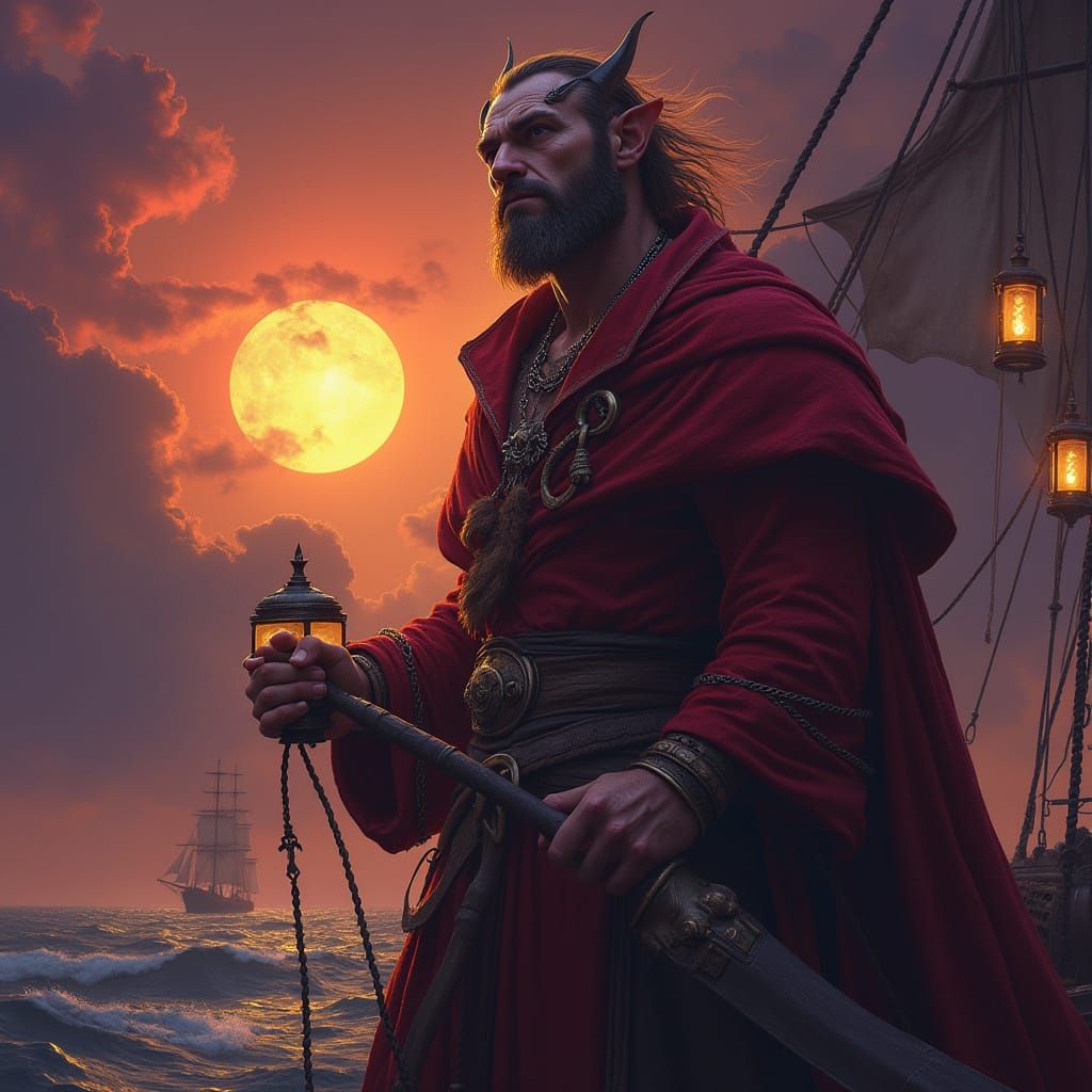 Mystical Sailor in Crimson Attire