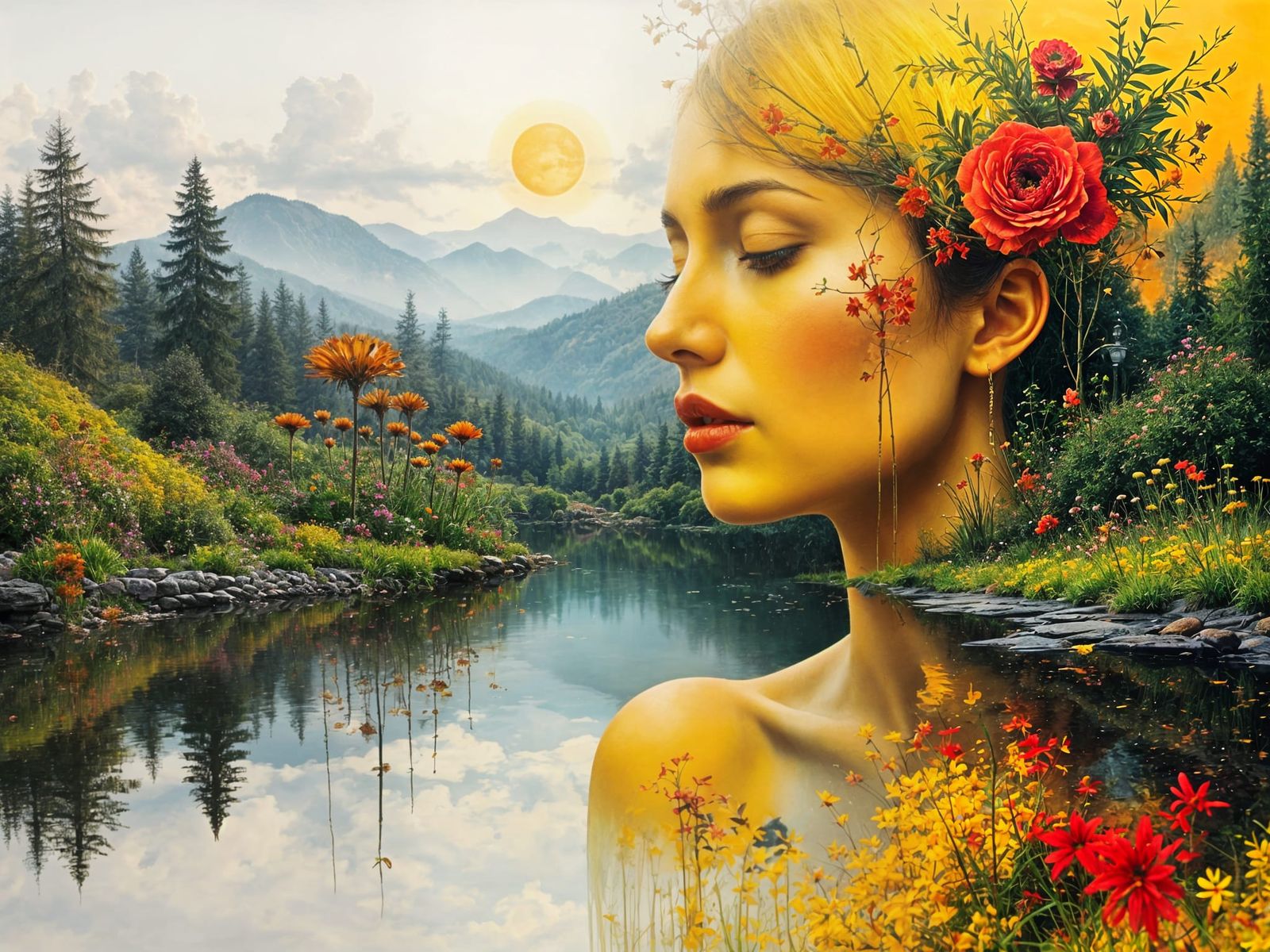 Fragmented Garden Double Exposure Art