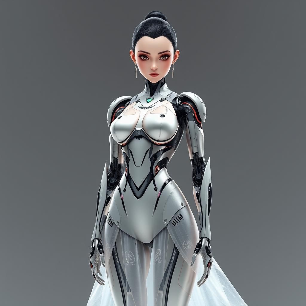 Anthropomorphic Robot with Crystalline Skirt in 3D