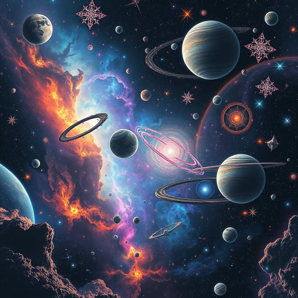 Galactic Cosmos in Vibrant Iridescent Colors