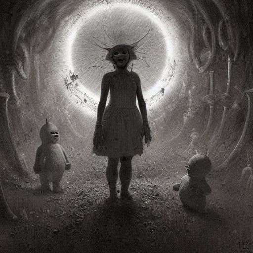 Teletubbies in a Horror Style by Gustave Doré