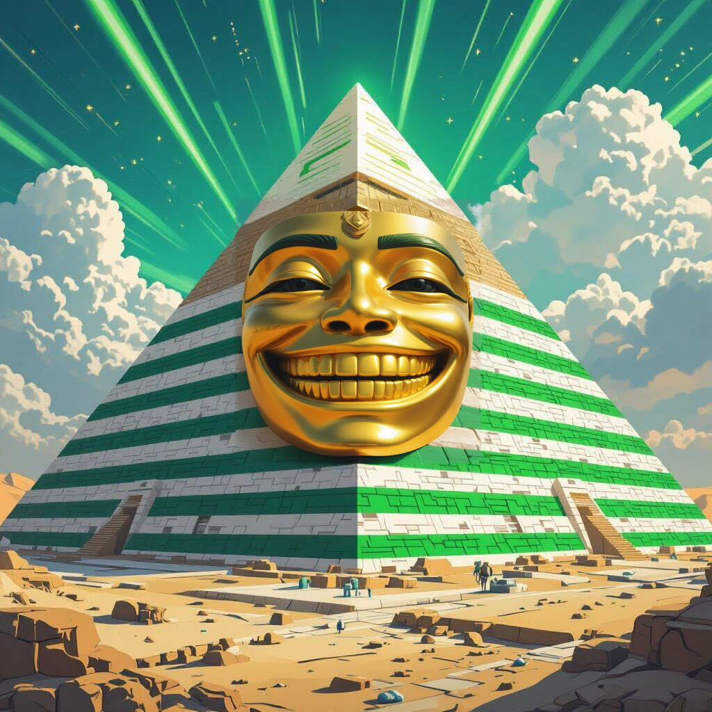 Smiling Giza Pyramid with Gold Grill and Green White Stripes