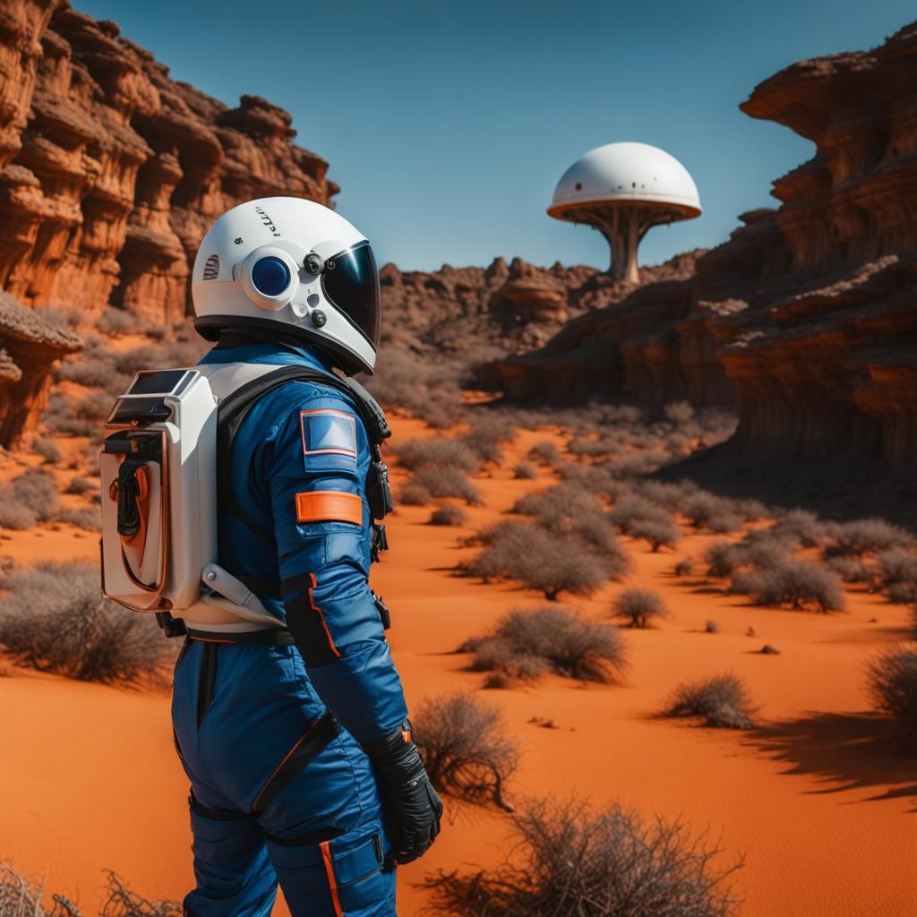 Astronaut Exploring Alien Planet in Hyperrealistic Style