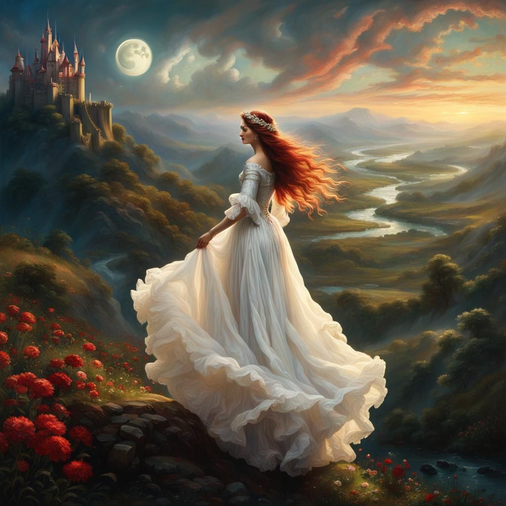 Goddess on Mountain in Classicism Style