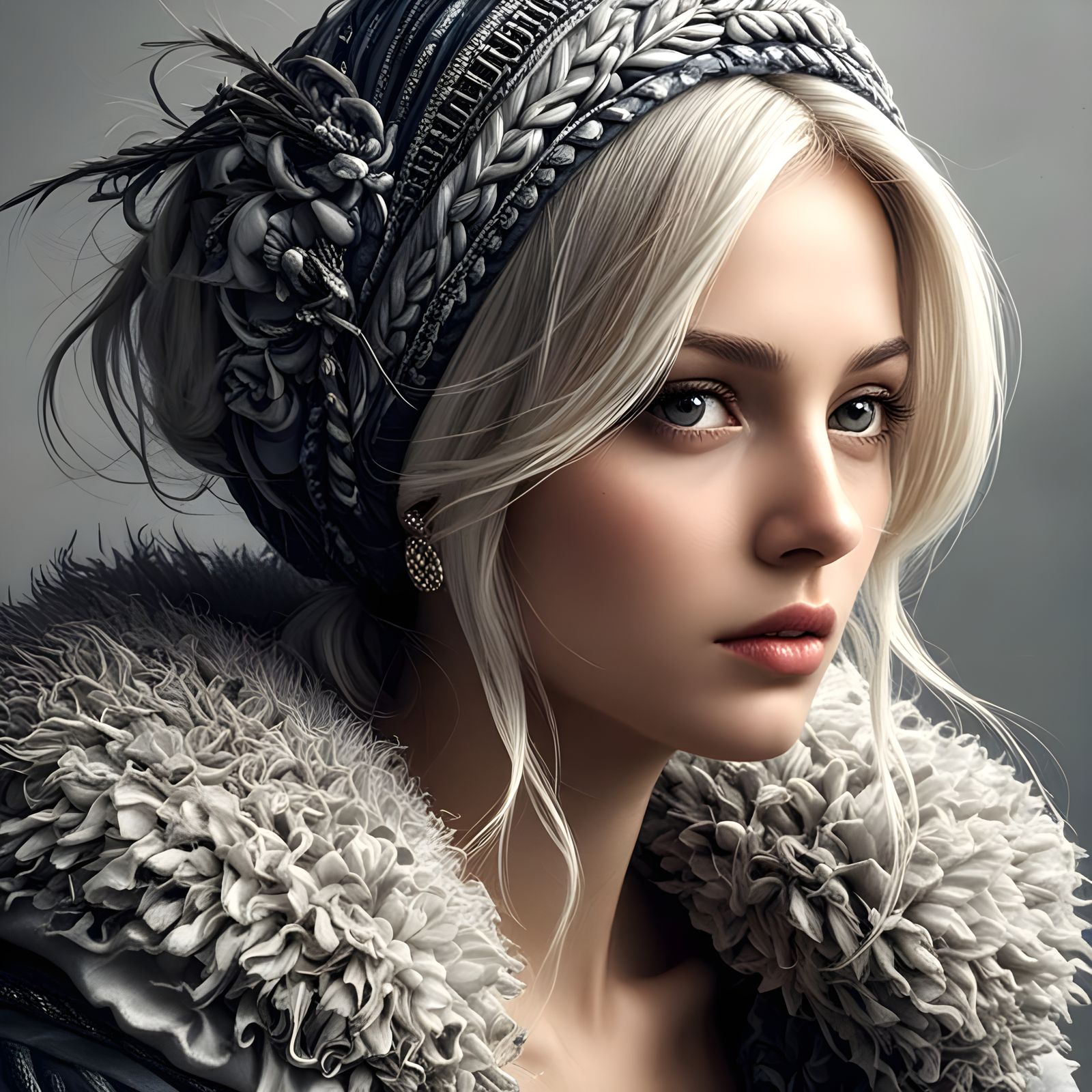 Beautiful Blonde Woman Smiles with Blue Eyes and Long Lashes...