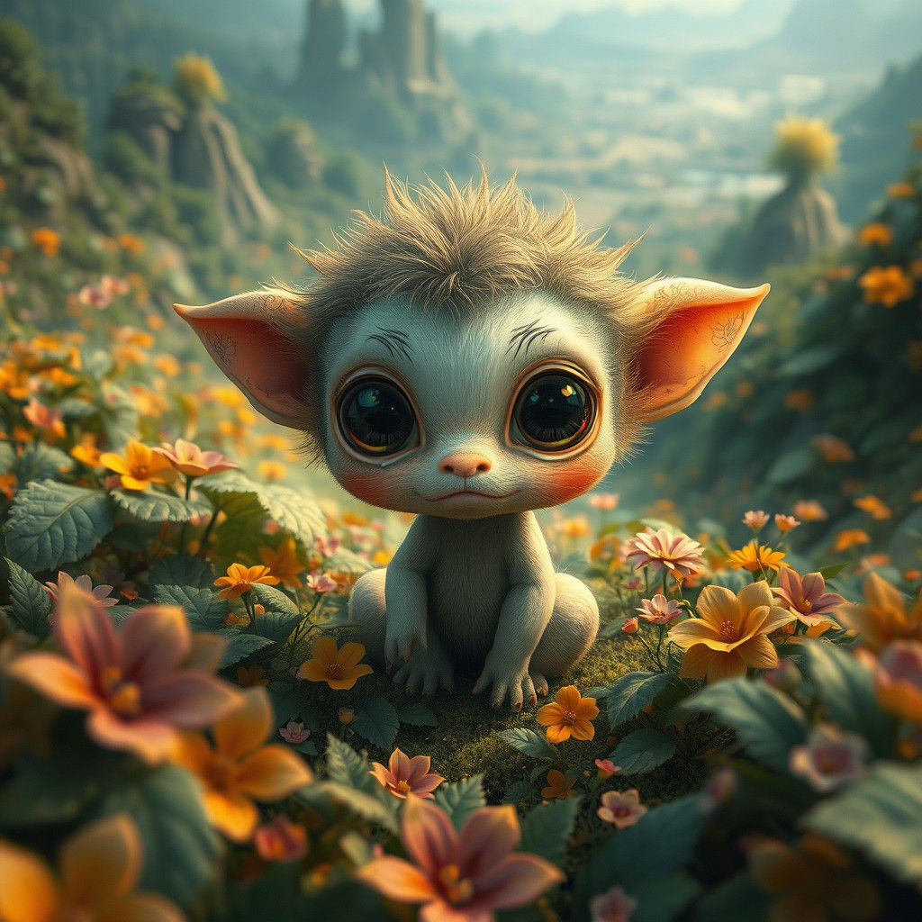 Enchanting Creature in Fantasy Landscape, Digital Art