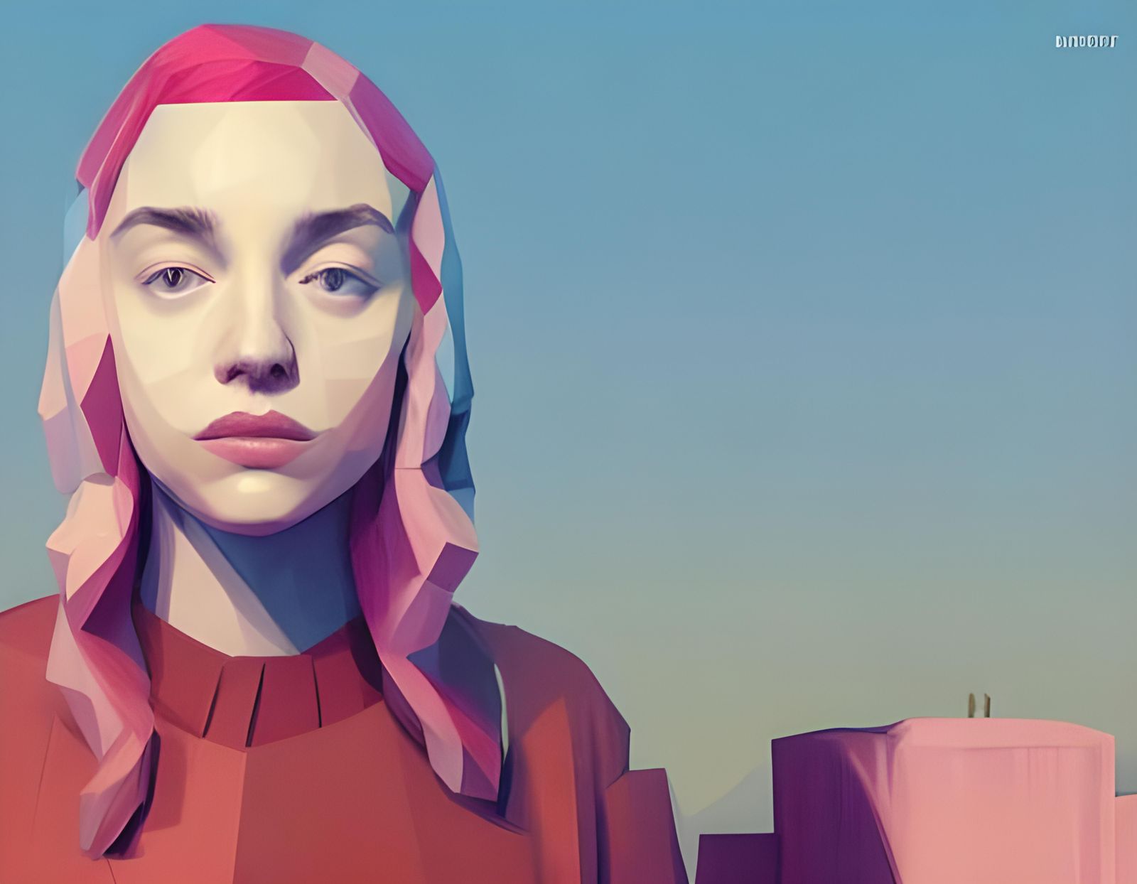 Expressive Semiprofile Portrait in Retro Lowpoly 3D