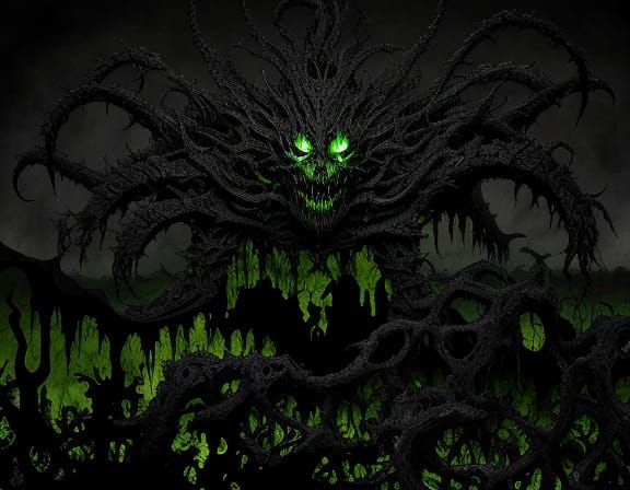 Surreal Horror Art: Twisted Forms and Sickly Glow