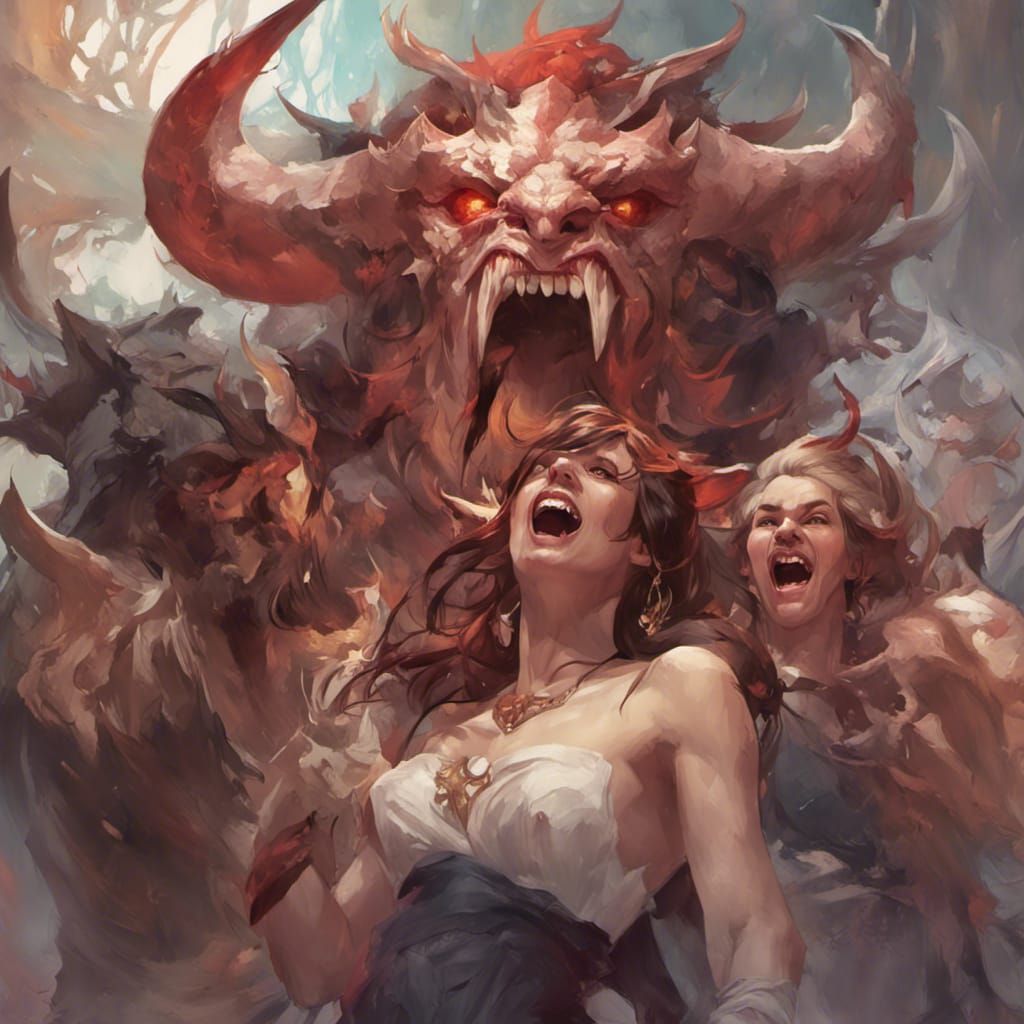 Demon Entertains Adventurers: Detailed Digital Portrait