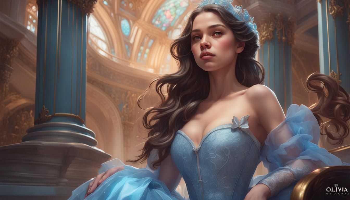 Cinderella Concept Art Portrait in Hyperdetailed Style