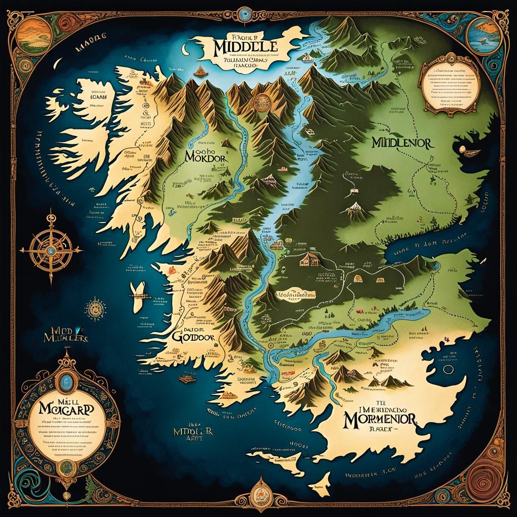Middle Earth Map in Vibrant Comic Book Art
