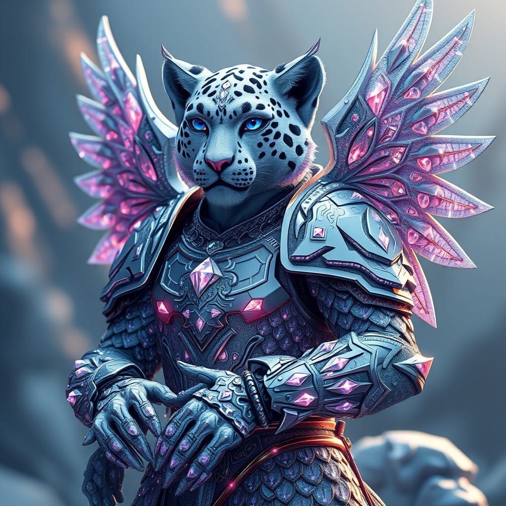 Winged Snow Leopard in Diamond Armor