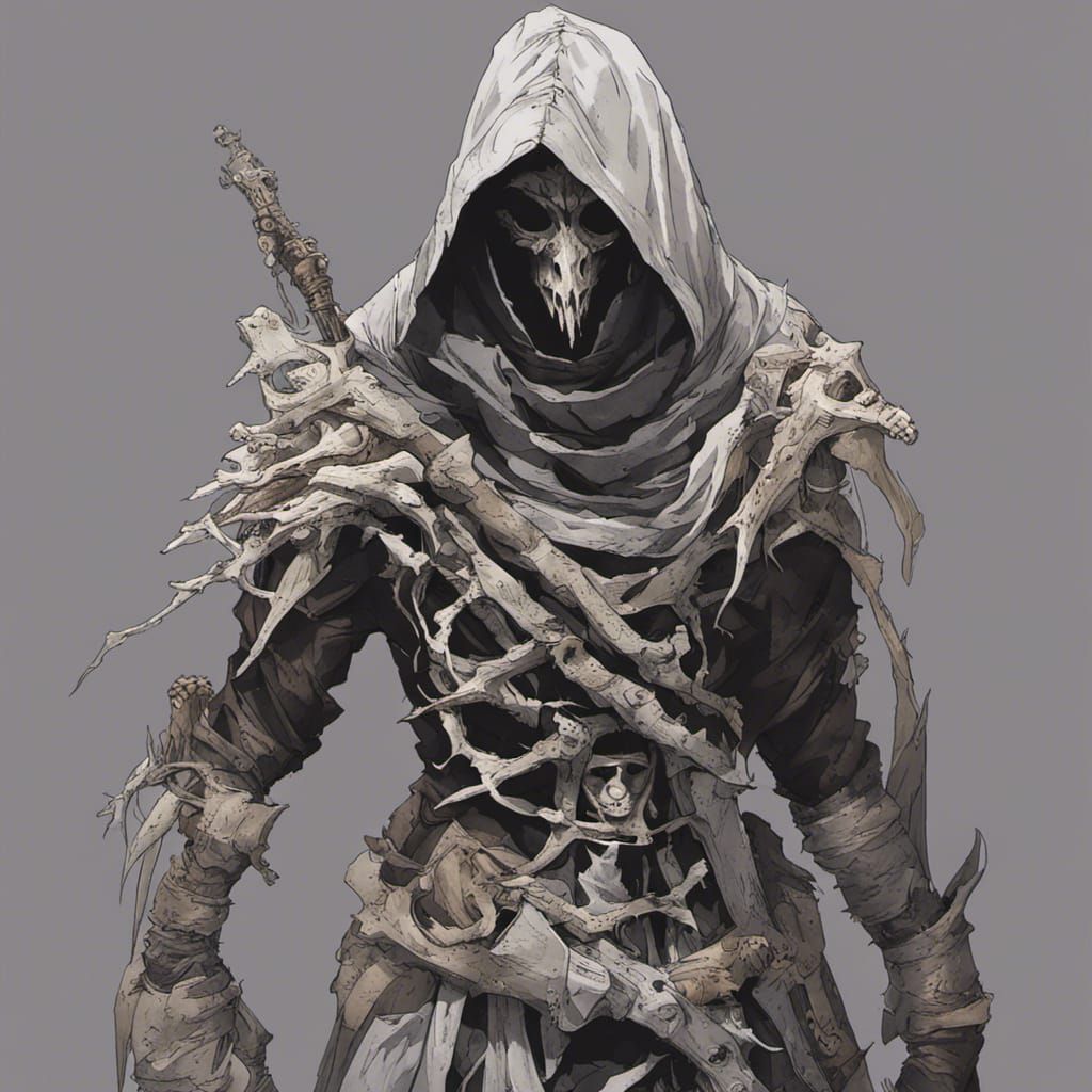 Sci-Fi Fantasy Hunter in Bone Armor