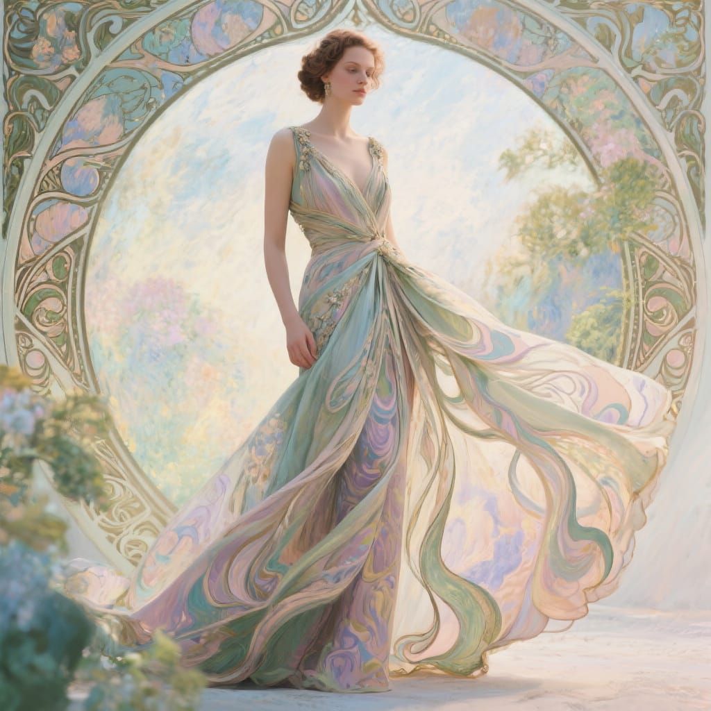 Art Nouveau Gown Inspired by Impressionism