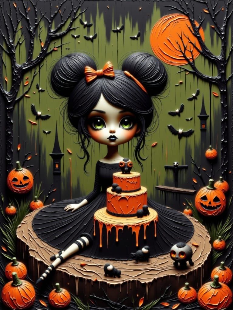Cute Witch Halloween Birthday in Forest