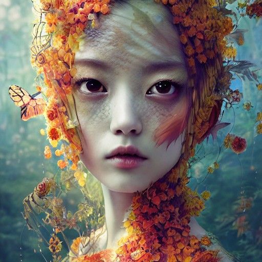 Terrifying Honey Nymph as Detailed Oil Painting