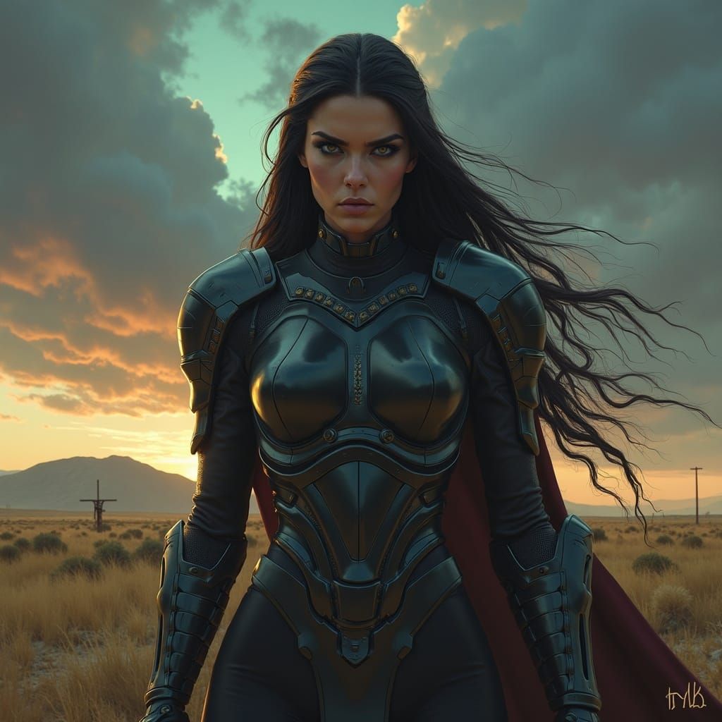 Romulan Mistress in Stormy Midwest Landscape