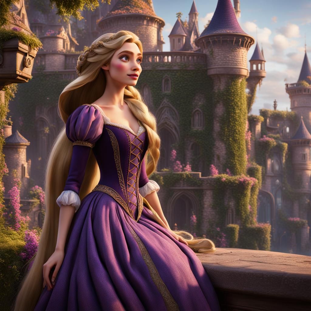Rapunzel as Fashion Model, Detailed Digital Art