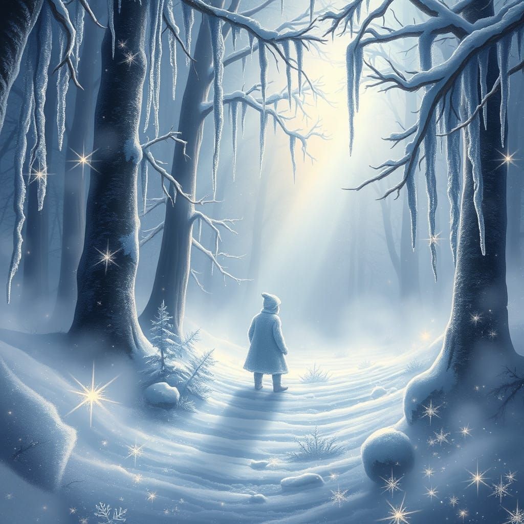 Whimsical Winter Wonderland in Mystical Forest