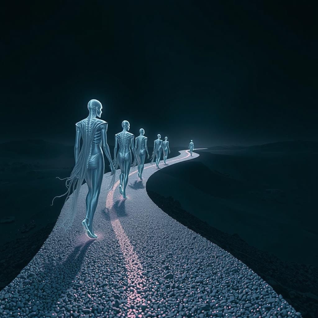 Grim Reaper in Space-Fi Couture on Shimmering Trail