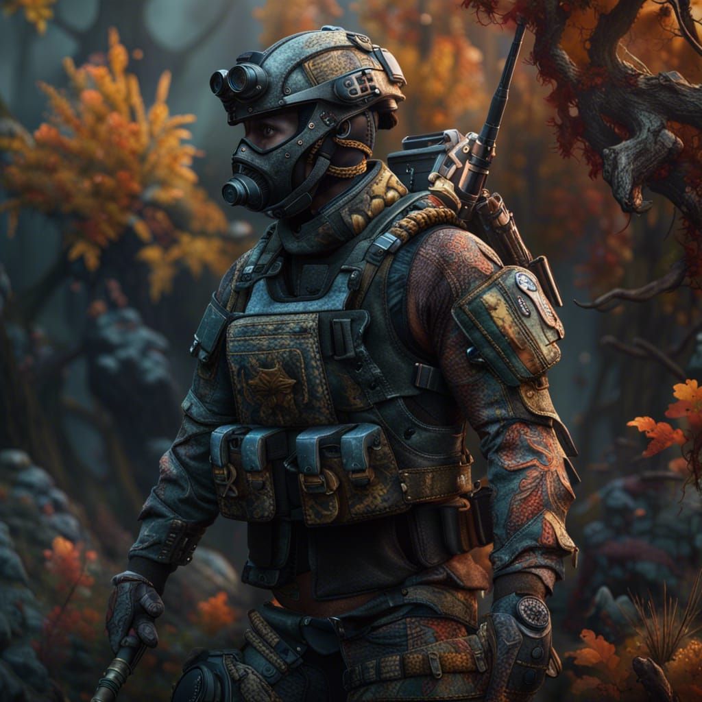 Detailed Matte Painting of Combat Camouflage