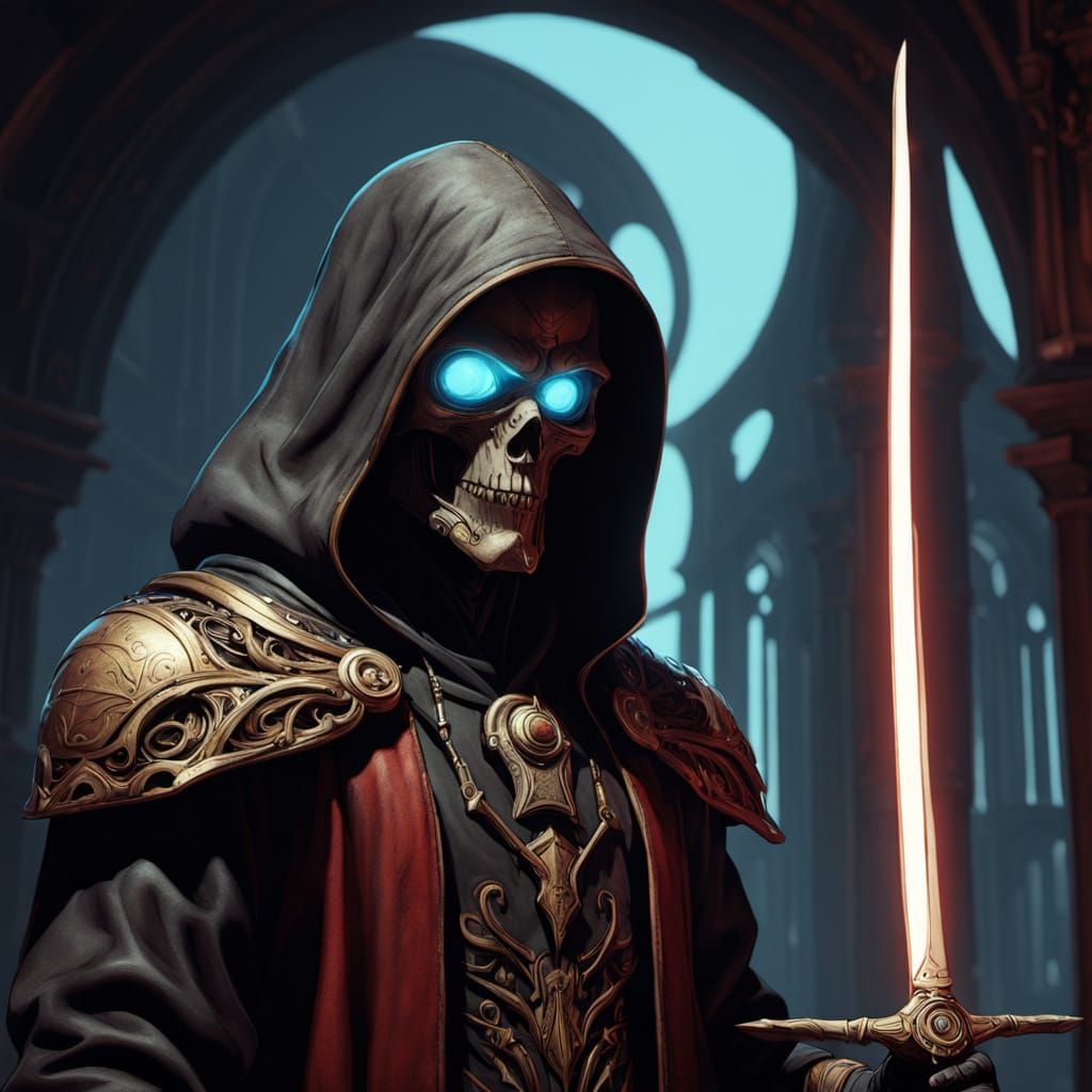 Angel of Death in Obsidian Red and Ivory Bio-Techno Armor