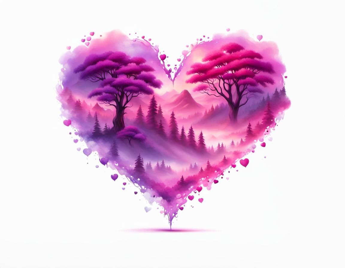 Airbrushed Heart in Pink, Purple, and Magenta