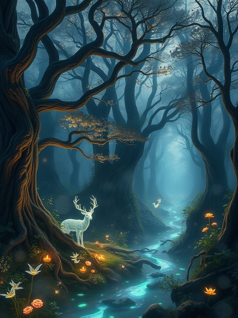 Ethereal Twilight Forest in a Dreamlike Aesthetic
