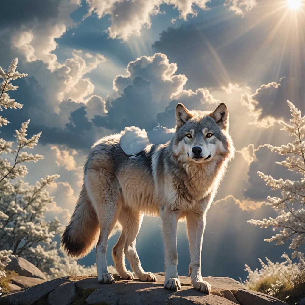 Cute Wolf in Divine Sunshine