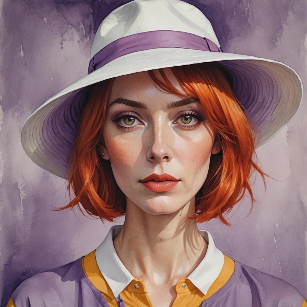 Mystical Woman in White Hat, Professional Portrait