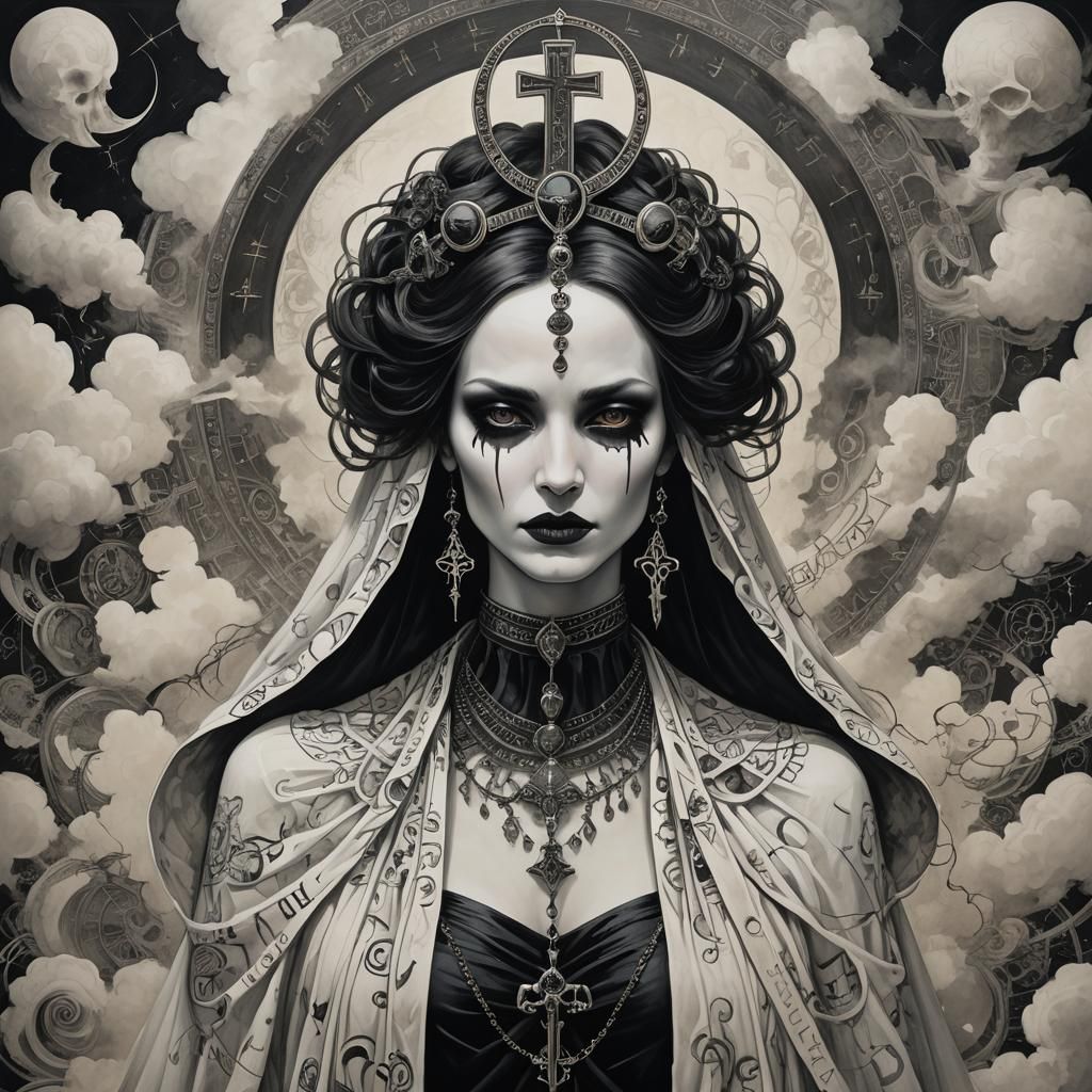 Gothic Demon Queen Muse with Prismatic Fairy