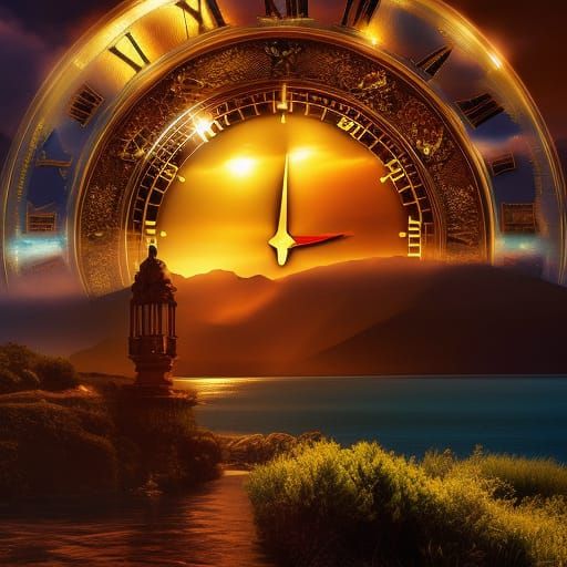 Golden Hour Clock: A Vibrant Fantasy Masterpiece