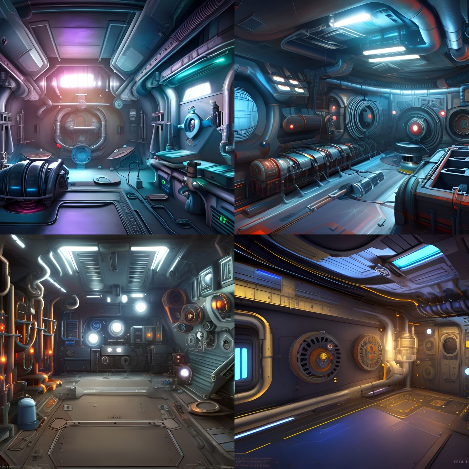 Starship Engine Room: Detailed Matte Painting in 8K