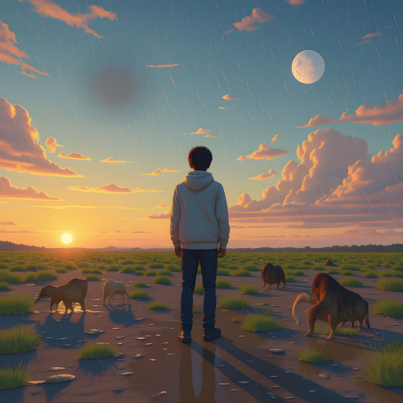 Surreal Sky Earth Inversion: Hyperrealistic Splash Art